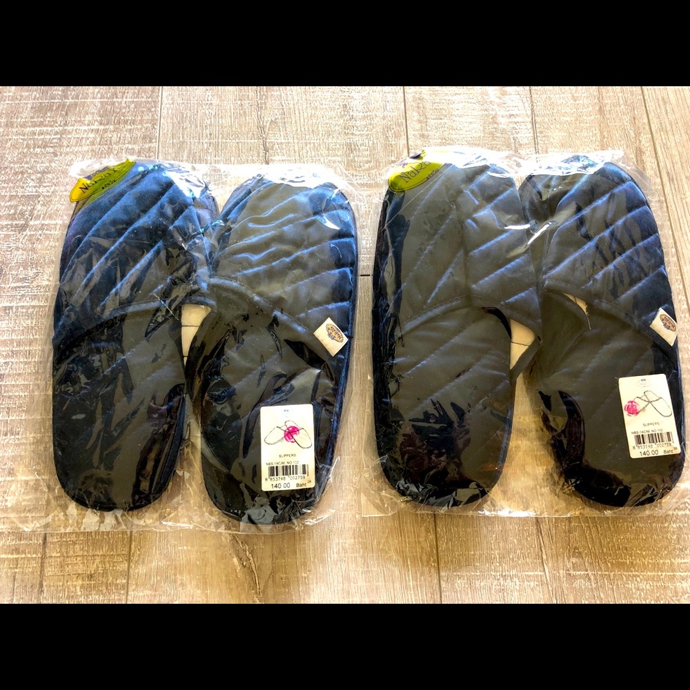 Naraya satin navy slippers size 6-8 - 2 pairs